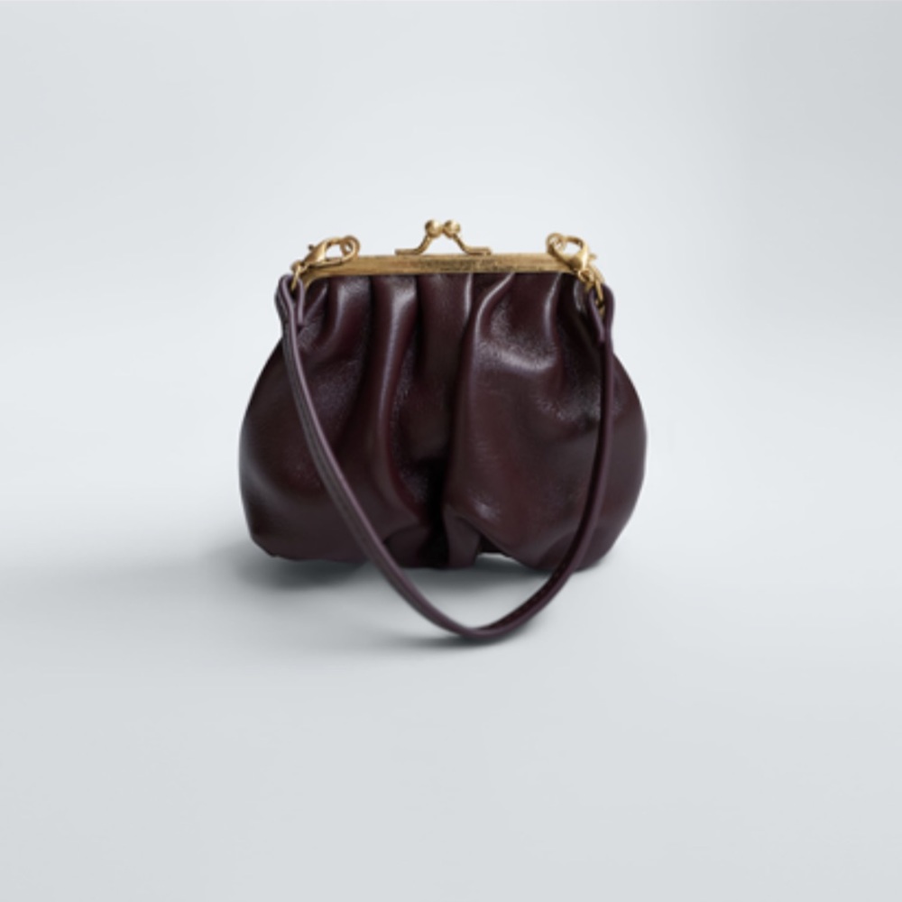 Zara Small Leather Coin Purse in Burgundy